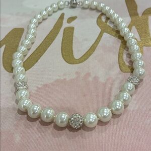 Classic Pearl and Crystal Accent Necklace - White